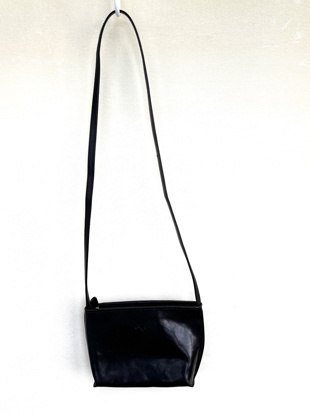 Vintage Monsac Black Leather Mini Crossbody Bag